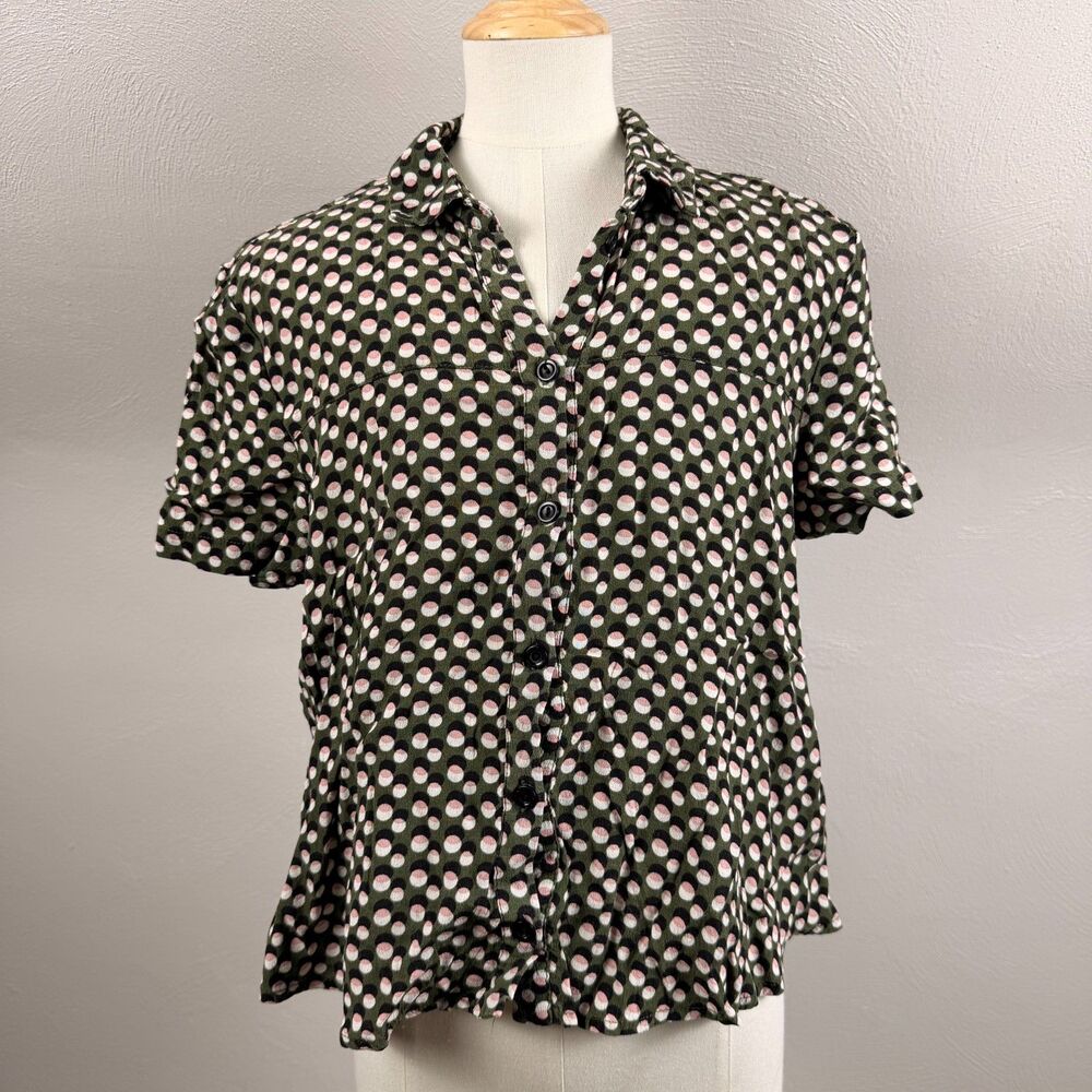 Topshop Green Cropped Blouse US 4